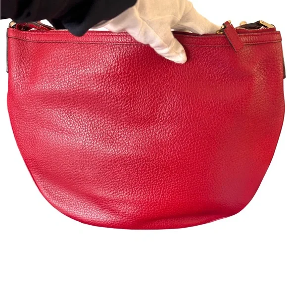 Gucci Britt New Web Hobo Red Pebbled Leather GG Logo Shoulder Bag - Picture 4 of 8